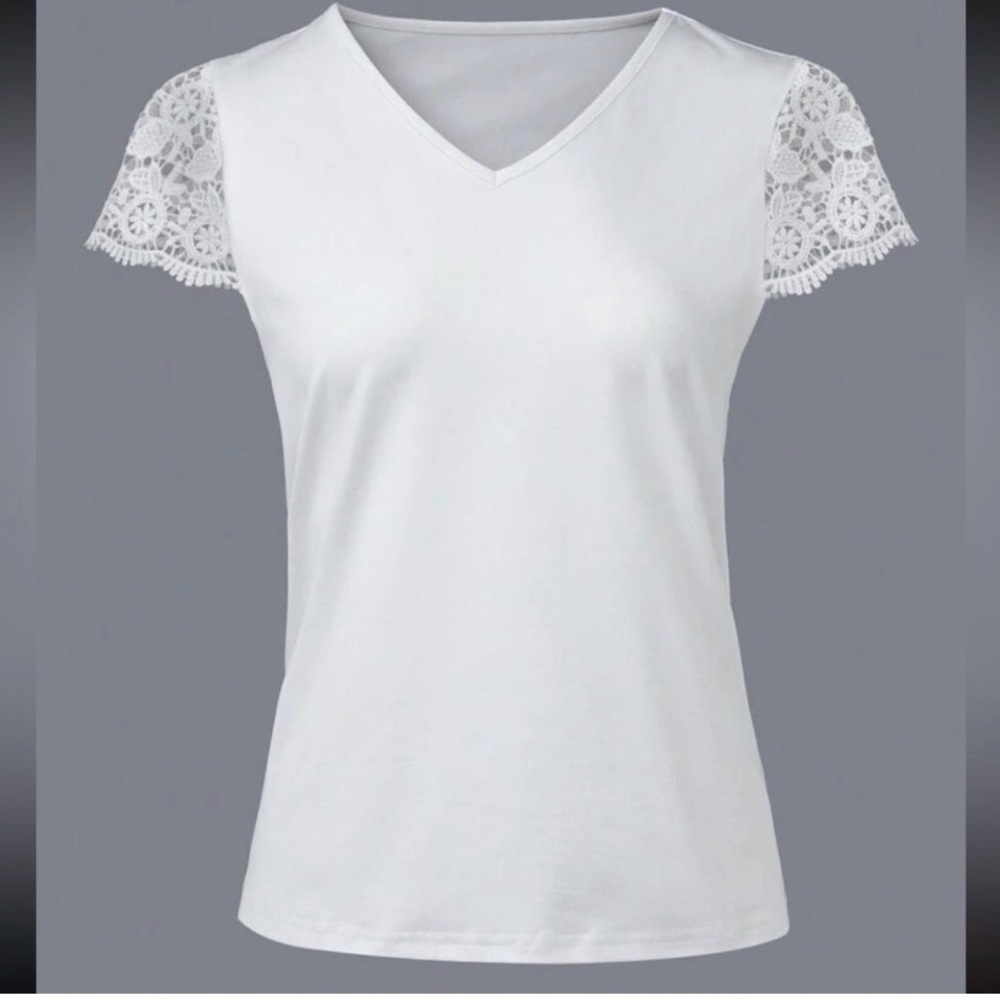 Elegant White Lace Sleeve Women's Top